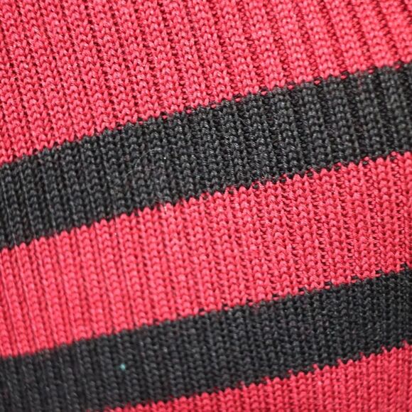 Preview Red & Black Stripe Knit Vintage Top w Shoulder Pads Wool Silk Medium - Picture 7 of 16
